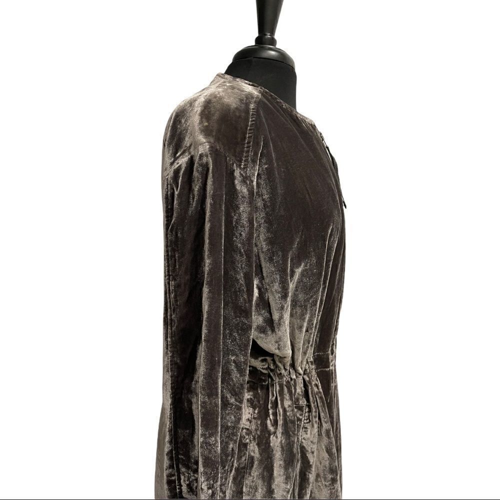 GAP Pavement Gray Velvet Zip Front Midi Bomber Jacket Sz S - Picture 6 of 16